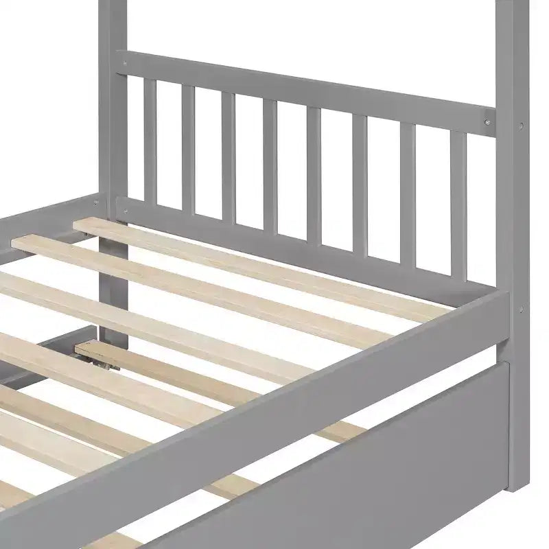 Letto a capanna in legno una piazza con letto estraibile una piazza