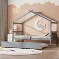 Whisen Twin Size Wooden House Bed with Twin Size Trundle