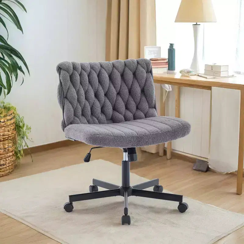 Sedia da scrivania, sedia a incrocio con funzione dondolo e altezza regolabile, comoda sedia girevole senza braccioli, sedia da ufficio con gambe incrociate su ruote, capacità 136 kg