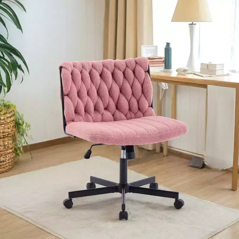 Sedia da scrivania, sedia a incrocio con funzione dondolo e altezza regolabile, comoda sedia girevole senza braccioli, sedia da ufficio con gambe incrociate su ruote, capacità 136 kg