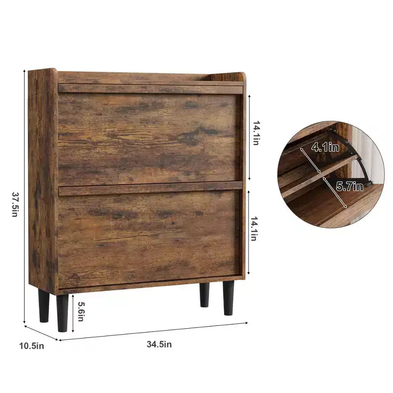 Scarpiera con ante a ribalta, Mobile scarpiera in legno con ripiano regolabile, Porta scarpe, Scarpiera salvaspazio nascosta per ingresso, corridoio