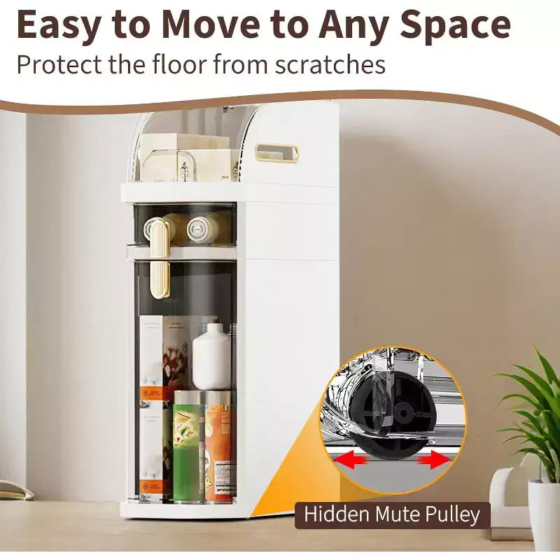 Mobiletto contenitore stretto a 4 ripiani per bagno, armadietto da pavimento impermeabile e salvaspazio, organizer per bagno, lavanderia, cucina, ufficio