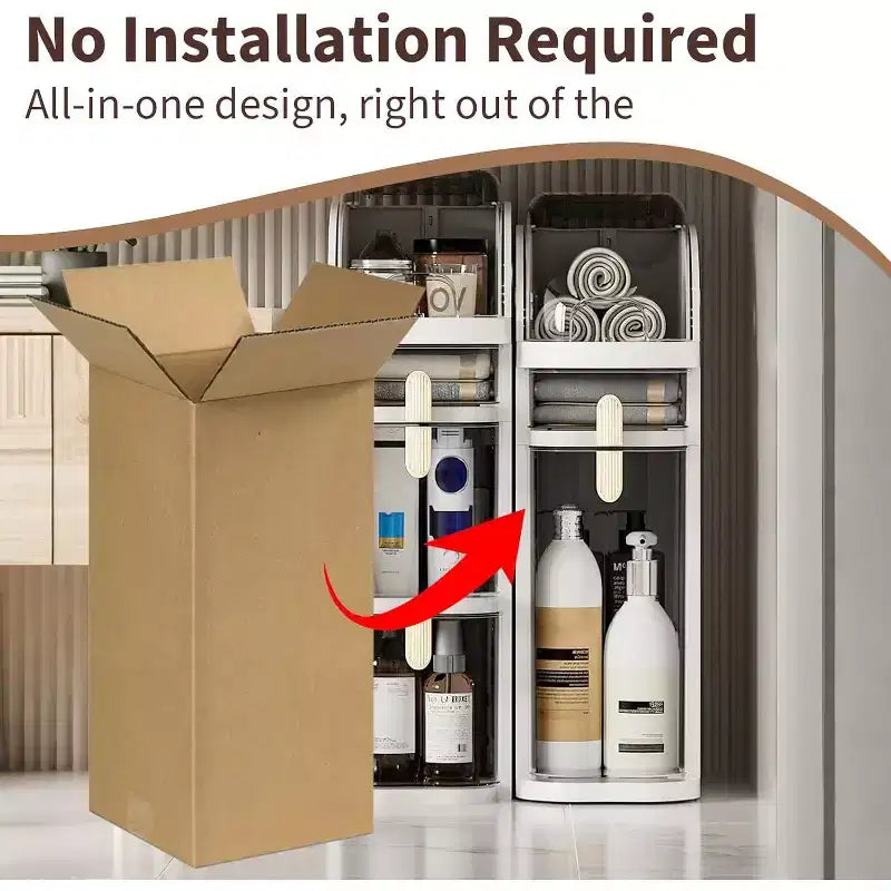 Mobiletto contenitore stretto a 4 ripiani per bagno, armadietto da pavimento impermeabile e salvaspazio, organizer per bagno, lavanderia, cucina, ufficio