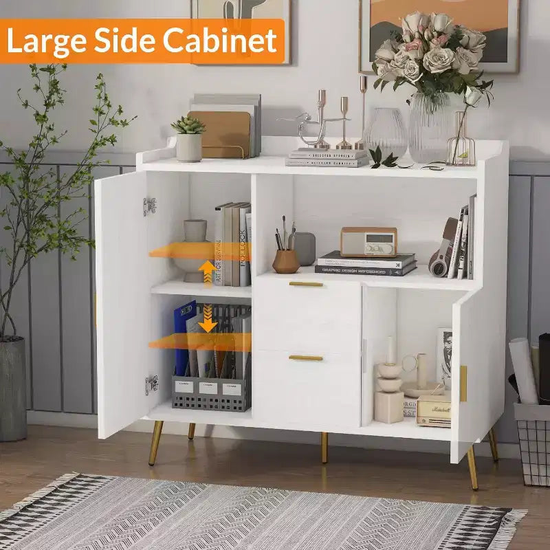 Mobile credenza da 40" con ante e cassetti, con 2 cassetti e 2 ante, mobile contenitore da cucina per bar da caffè per sala da pranzo, ingresso