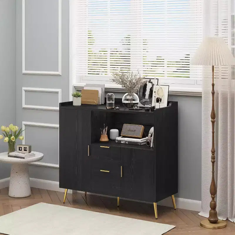 Mobile credenza da 40" con ante e cassetti, con 2 cassetti e 2 ante, mobile contenitore da cucina per bar da caffè per sala da pranzo, ingresso
