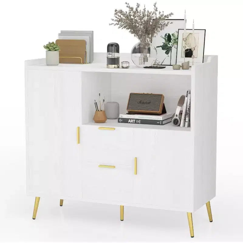 Mobile credenza da 40" con ante e cassetti, con 2 cassetti e 2 ante, mobile contenitore da cucina per bar da caffè per sala da pranzo, ingresso
