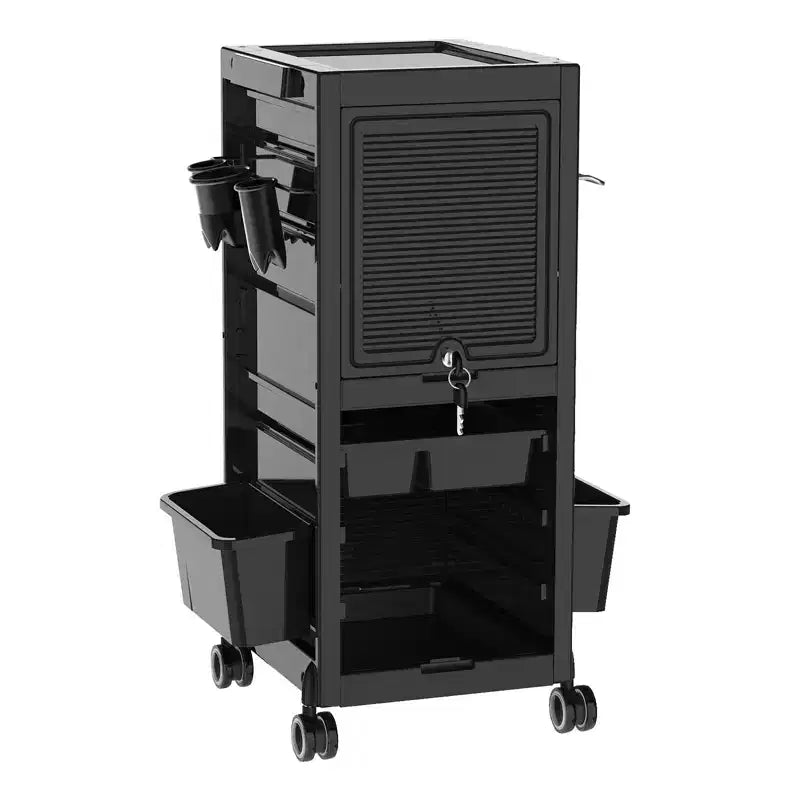 Multi-Function Rolling Storage Cart with 6 Trays, 3 Holders, Lockable Drawers with Keys, for Beauty and Hairdressing Tools, Enhanced Capacity