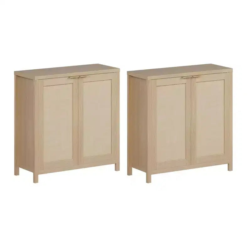 Mobiletto da cucina, credenza in rattan, credenza da fattoria, mobiletto console con ripiano regolabile, rovere