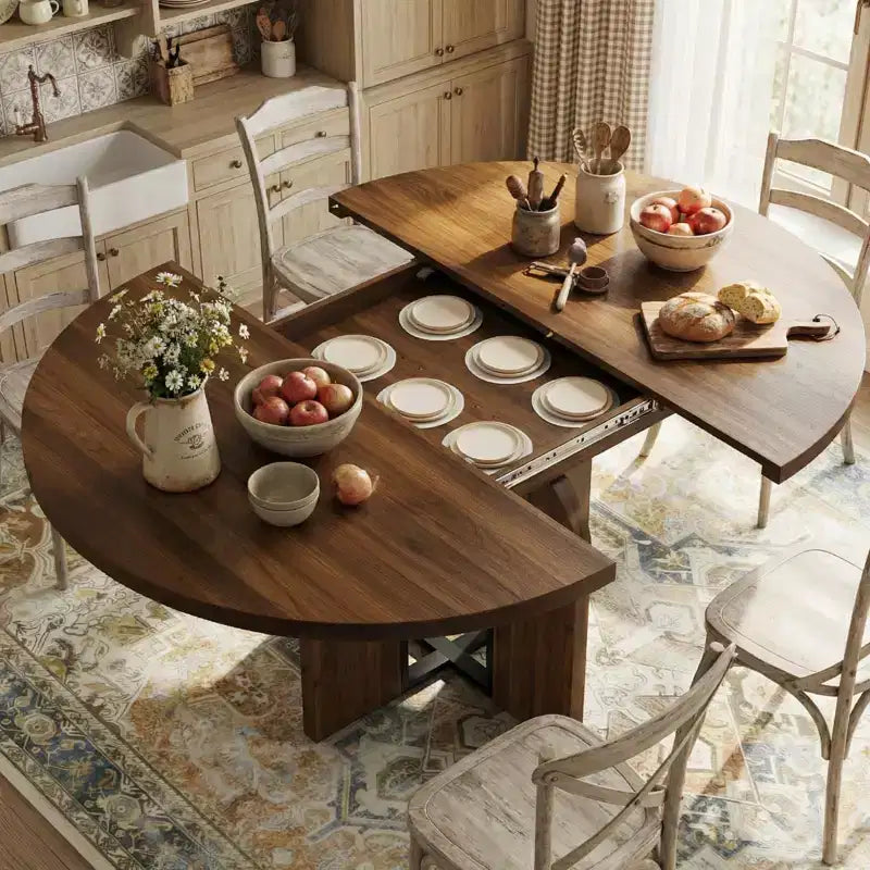 Tavolo da pranzo rotondo allungabile 47-63 per 4-8 persone