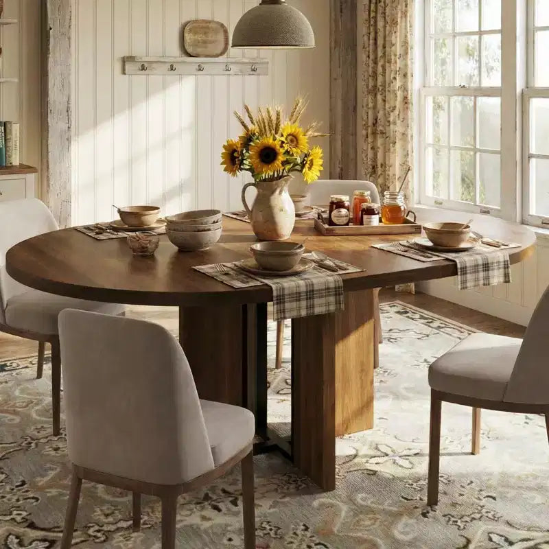 Tavolo da pranzo rotondo allungabile 47-63 per 4-8 persone