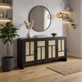 FurnitureR Sideboard Buffet Cabinet with Rattan Doors, Large Storage Cabinet with Shelves for Dining Room, Living Room, Entryway Storage Organizer
