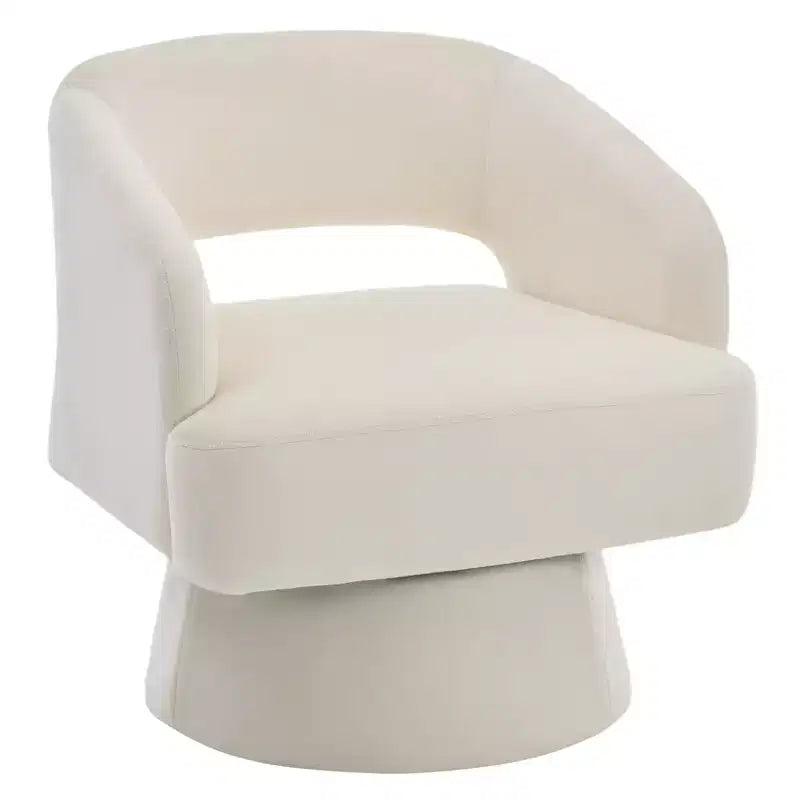 360 Swivel Velvet Barrel Chair, Modern Accent Armchair with Striped Backrest, Plush Cushion for Living Room, Bedroom
