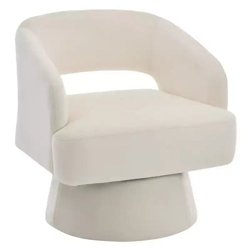360 Swivel Velvet Barrel Chair, Modern Accent Armchair with Striped Backrest, Plush Cushion for Living Room, Bedroom