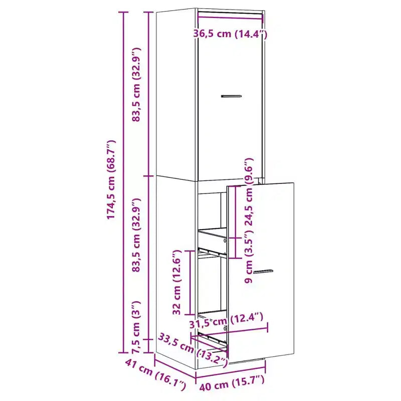 Credenza alta Sonoma Rovere Legno Ingegnerizzato