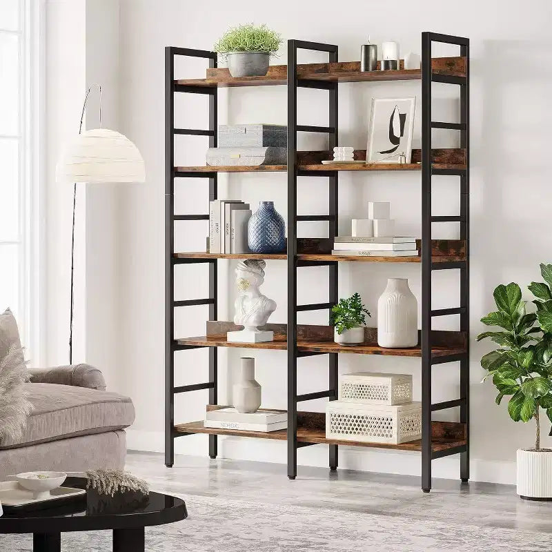 LITTLE TREE 70.86" 5 Tier Bookshelf Rustic Brown