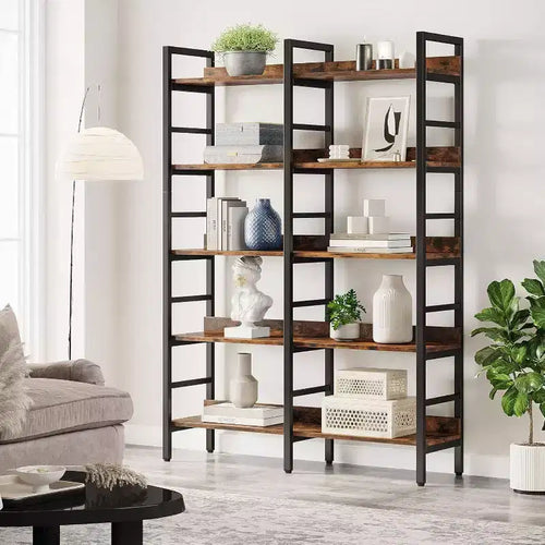 LITTLE TREE 70.86" 5 Tier Bookshelf Rustic Brown