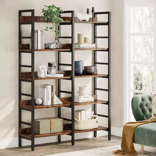 Libreria a 5 ripiani marrone rustico