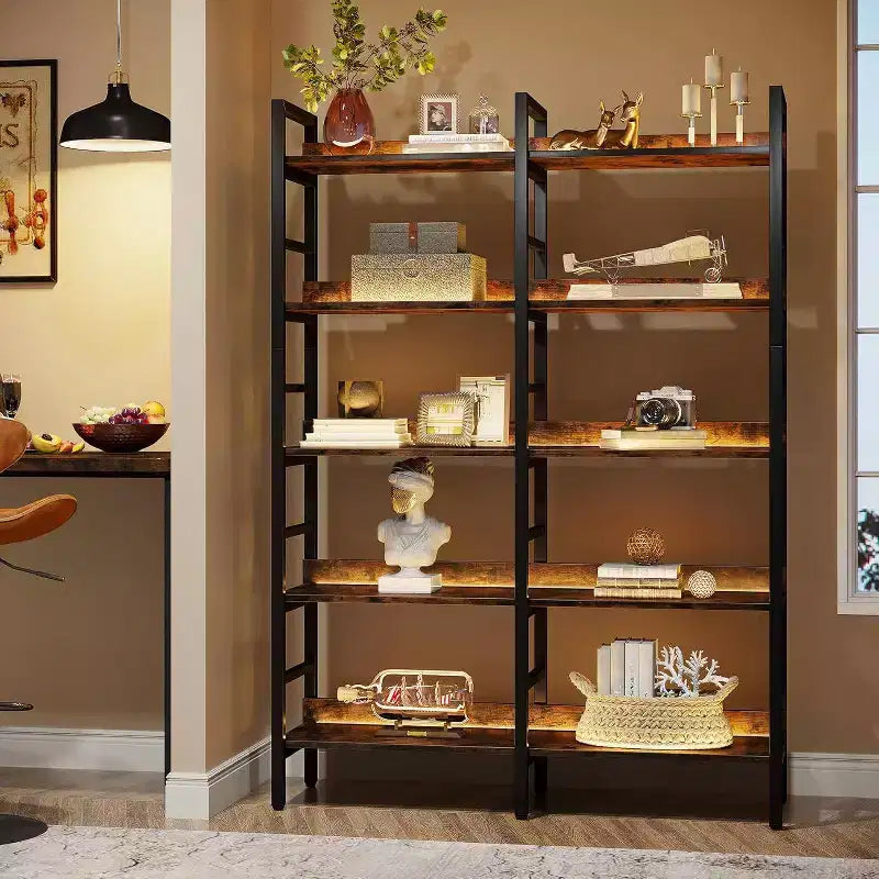 Libreria a 5 ripiani marrone rustico