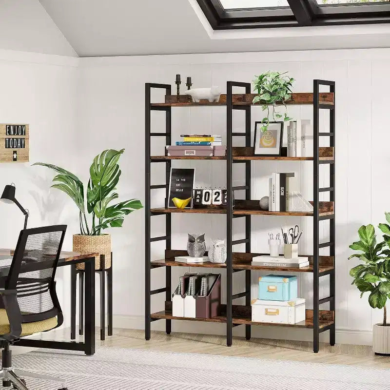 Libreria a 5 ripiani marrone rustico